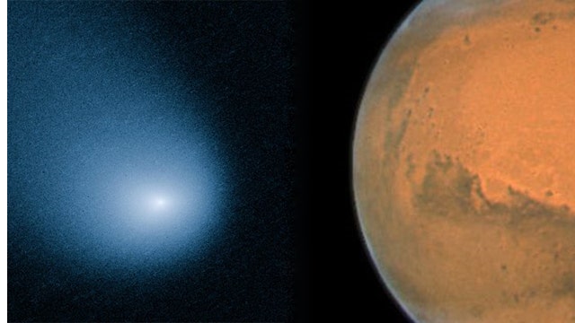 Comet makes rare close encounter with Mars