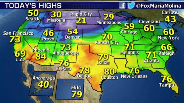 National forecast for Monday, November 10