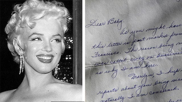 Love letters of Marilyn Monroe up for auction