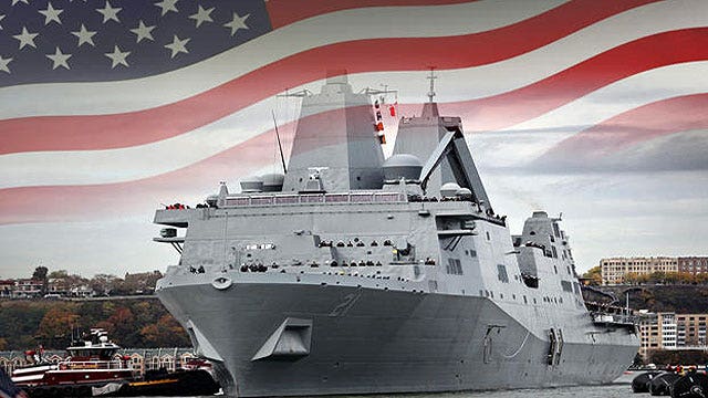USS New York docks for Veterans Day