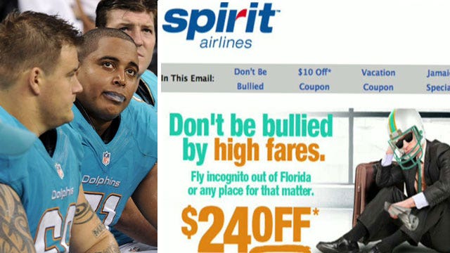 Spirit airlines' ad mocks NFL bullying scandal