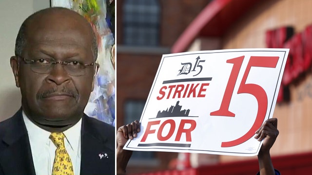 Herman Cain on fast food workers demanding higher wages