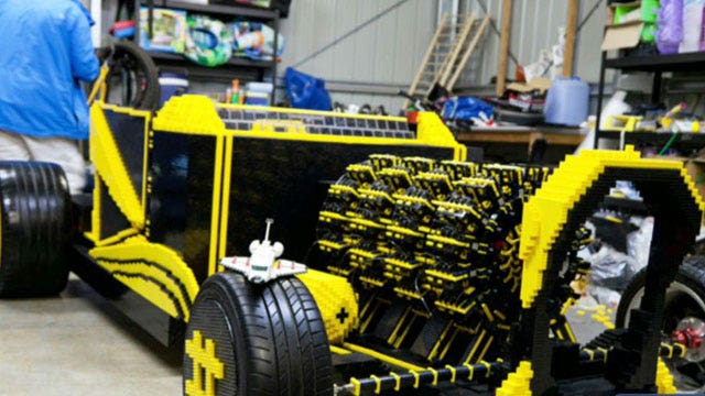Drivable car made of 500,000 Lego pieces