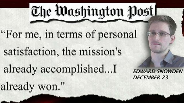 Snowden claims his mission is 'accomplished'