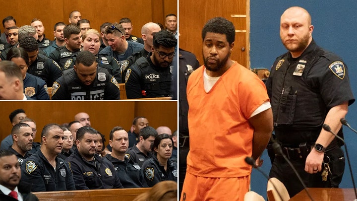 100 NYPD cops pack courtroom as suspect in officer Jonathan Diller's death is arraigned