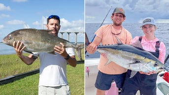 Two anglers reel in massive fish to set new state saltwater records