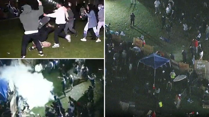Mob violence breaks out at encampment, fireworks thrown with no sign of police for hours