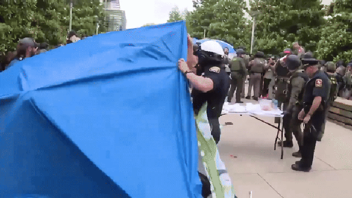 Police in riot gear tear down anti-Israel tent city on Dallas campus, arrest more than a dozen agitators