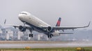 A Delta Air Lines Airbus A321 takes off.