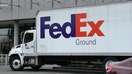 Side view of a Fedex Ground shipping truck in San Ramon, California, on March 3, 2022.