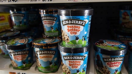 Pints of Unilever brand Ben &amp; Jerry's ice cream for sale at a store in Dobbs Ferry, New York, U.S., on Wednesday, Jan. 19, 2022. 