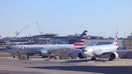 Boeing 777 passengers aircrafts of American airlines are seen at John F. Kennedy Airport on January 8, 2024. 