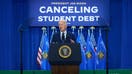 US President Joe Biden speaks during an event in Madison, Wisconsin, US, on Monday, April 8, 2024. Bidens alternative student-debt relief plan could forgive loans for as many as 26 million Americans, a far-reaching initiative that will be tested by the same challenges that beset his original program struck down by the Supreme Court. Photographer: Daniel Steinle/Bloomberg via Getty Images