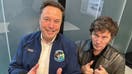 President of Argentina Javier Milei () poses for a picture next to TESLA&apos;s Co-founder and Director Elon Musk (L) at Gigafactory Texas on April 12, 2024 in Austin, Texas.