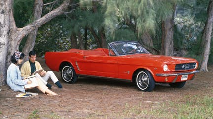A 1965 Ford Mustang convertible.