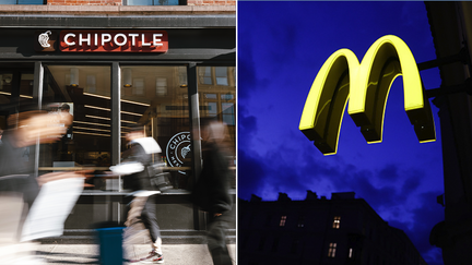 Chipotle and McDonalds split image