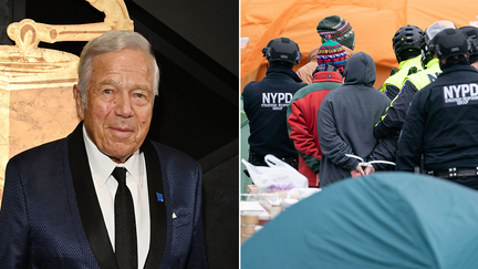 Robert Kraft and arrests being made last Thursday, April 18 at Columbia University in New York City.