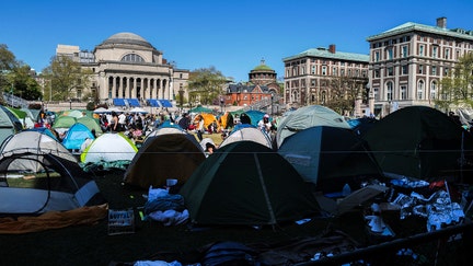 Pro-Palestian protesters gather on the campus of Columbia University in New York City on April 23, 2024. Tensions flared between pro-Palestinian student protesters and school administrators at several US universities on April 22, as in-person classes were cancelled and demonstrators arrested. (Photo by Charly TRIBALLEAU / AFP) (Photo by CHARLY TRIBALLEAU/AFP via Getty Images)