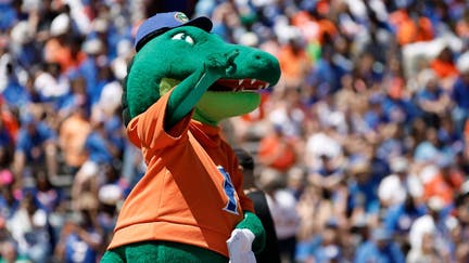 Albert, the Florida Gators mascot, performs during the Florida Spring Game on April 13, 2024 at Ben Hill Griffin Stadium in Gainesville, Fl.