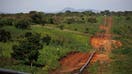 A section of the Kingfisher Feeder Pipeline, part of the East African Crude Oil Pipeline (EACOP), in Kikuube, Uganda, on Tuesday, Oct. 24, 2023. The $4 billion EACOP infrastructure will transport 16,000 barrels of oil a day from Western Uganda to Tanzania&apos;s Tanga port on the Indian Ocean coast. 