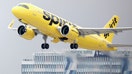 LOS ANGELES, CALIFORNIA - JUNE 01: A Spirit Airlines plane takes off at Los Angeles International Airport (LAX) on June 1, 2023 in Los Angeles, California. Over 40 percent of Spirit Airlines flights around the country were delayed today following a technical issue with its app, website and airport kiosks. (Photo by Mario Tama/Getty Images)