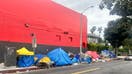 Homeless encampments set up outside Sunset Sound Recording Studio in Hollywood.