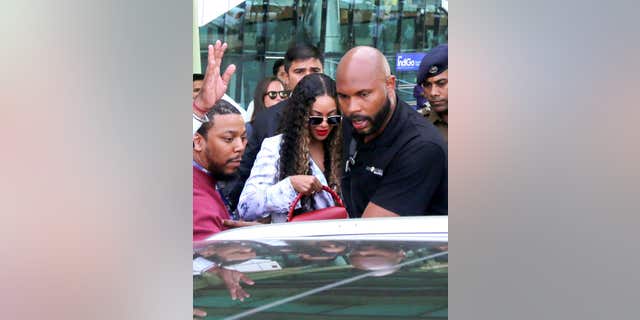 In this Sunday, Dec.9, 2018 photo, singer Beyonce arrives at the Udaipur airport in Rajasthan, India. According to local reports Beyonce was in India to perform at a pre-wedding celebration of for Isha Ambani and Anand Piramal.