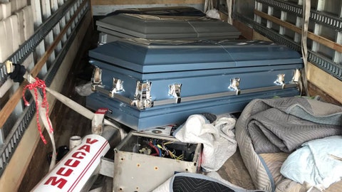 Man arrested in Florida after driving stolen truck with caskets inside, Highway Patrol says