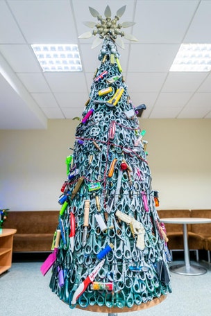 Tree made entirely of confiscated items