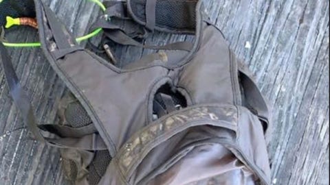 ‘Emaciated’ pit bull corpse found in submerged backpack weighted with dumbbells, police say