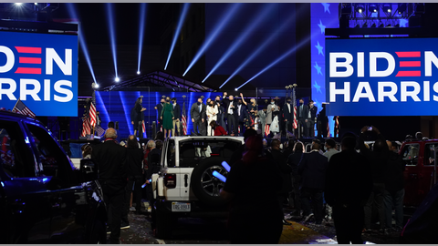 Biden victory-speech event mixes jubilation with social distancing