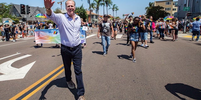 San Diego Mayor Kevin Faulconer participates in the San Diego Pride Parade at Balboa Park on July 14, 2018 in San Diego, California.