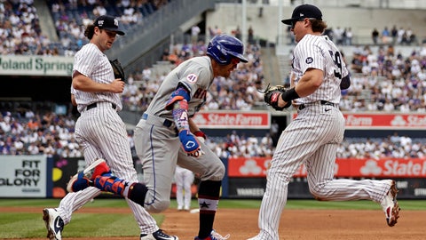 Alonso, LF fan help Mets stun Yanks 10-5 in DH opener