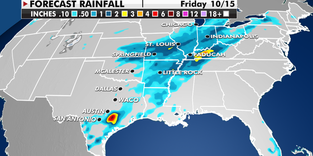 Forecast rainfall in the central United States
