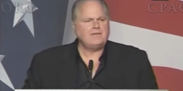 Rush Limbaugh offers the keynote address to the 2009 CPAC at the Omni-Shoreham Hotel in Woodley Park, D.C., on February 28, 2009.