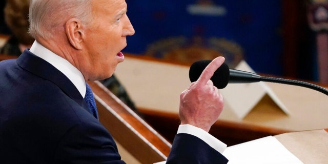 President Joe Biden delivers his first State of the Union address at the session of Congress, at the Capitol in Washington, Tuesday, March 1, 2022. (AP Photo/J. Scott Applewhite, Pool)