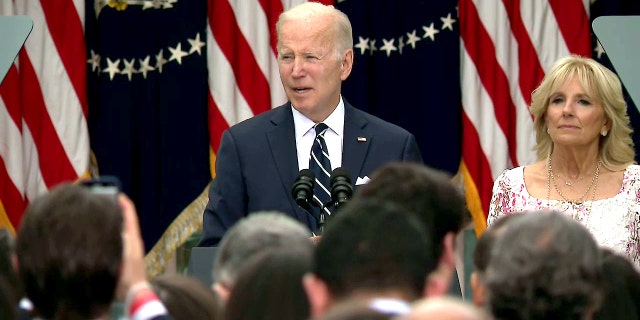 President Biden talked about students learning Spanish during a Cinco de Mayo event at the White House, Thursday, May 5, 2022.