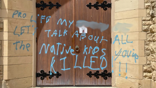 Catholic church vandalized with anti-’pro-life’ and anti-police graffiti