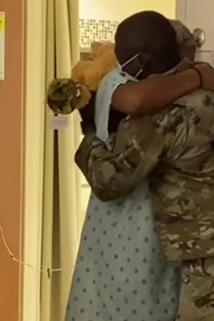 Army captain SURPRISES pregnant wife