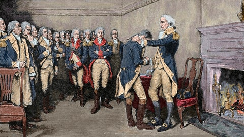 On this day in history, Dec. 4, 1783, Washington bids farewell to his troops at Fraunces Tavern in NYC