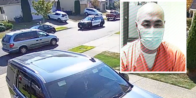 The Washington man accused of kidnapping his estranged wife last month passed a responding police vehicle as he fled the scene, video shows.