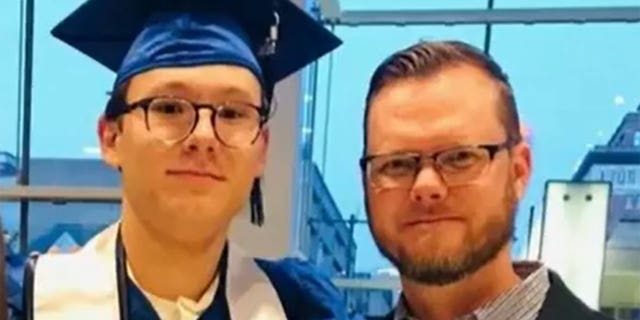 Ethan Williams, 20, pictured with his father, Jason Williams, on graduation day.