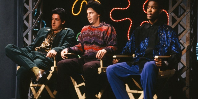 Adam Sandler Receives Mark Twain Award for Comedy Surrounded by Co-Stars Drew Barrymore, Rob Schneider and More 3 Adam Sandler as Joey Tarentina, Dana Carvey Glenn Macera, Chris Rock as Kevin Stubbs during 'The Bensonhurst Dating Game' skit on October 10, 1992.