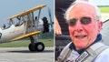 Dream Flights offers flights  to veterans on vintage World War II pilot-training biplanes. World War II Navy veteran Don Muncy, 100, on right during flight on July 25, 2023.