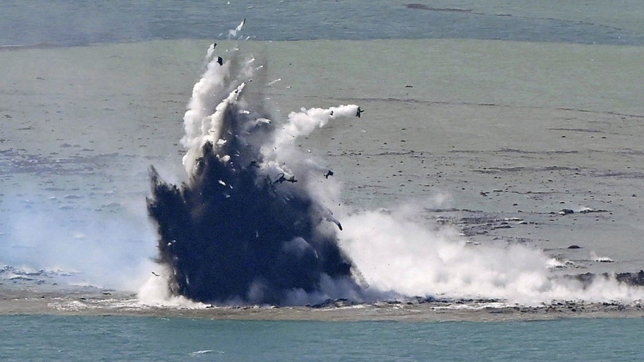 New island emerges off coast of Japan following underwater volcanic eruption New island emerges off coast of Japan following underwater volcanic eruption