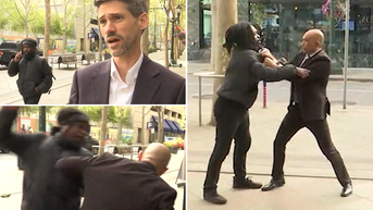 Mayor's security guard steps in to thwart alleged assailant during on-camera interview