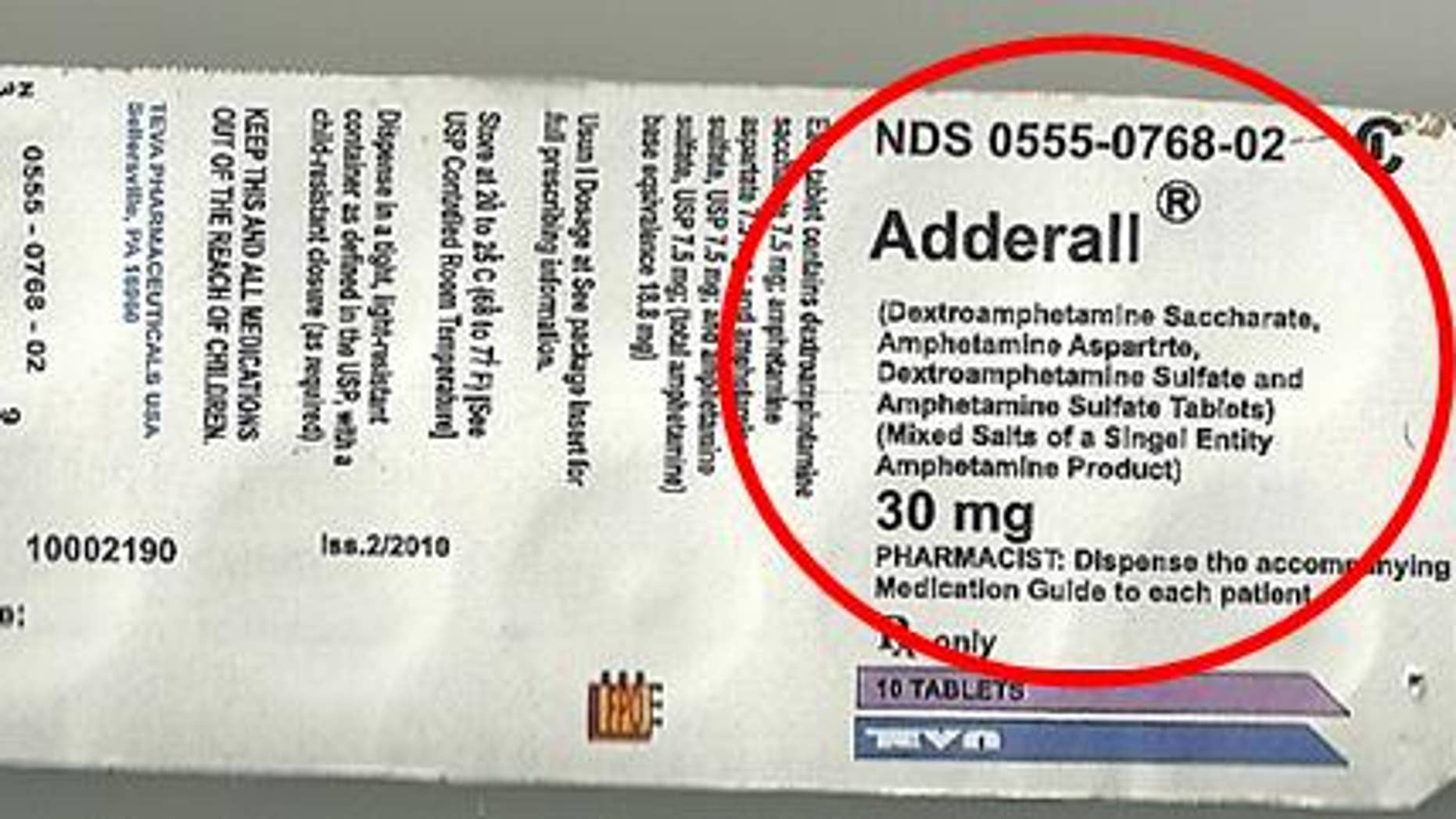 Adderall package insert fda