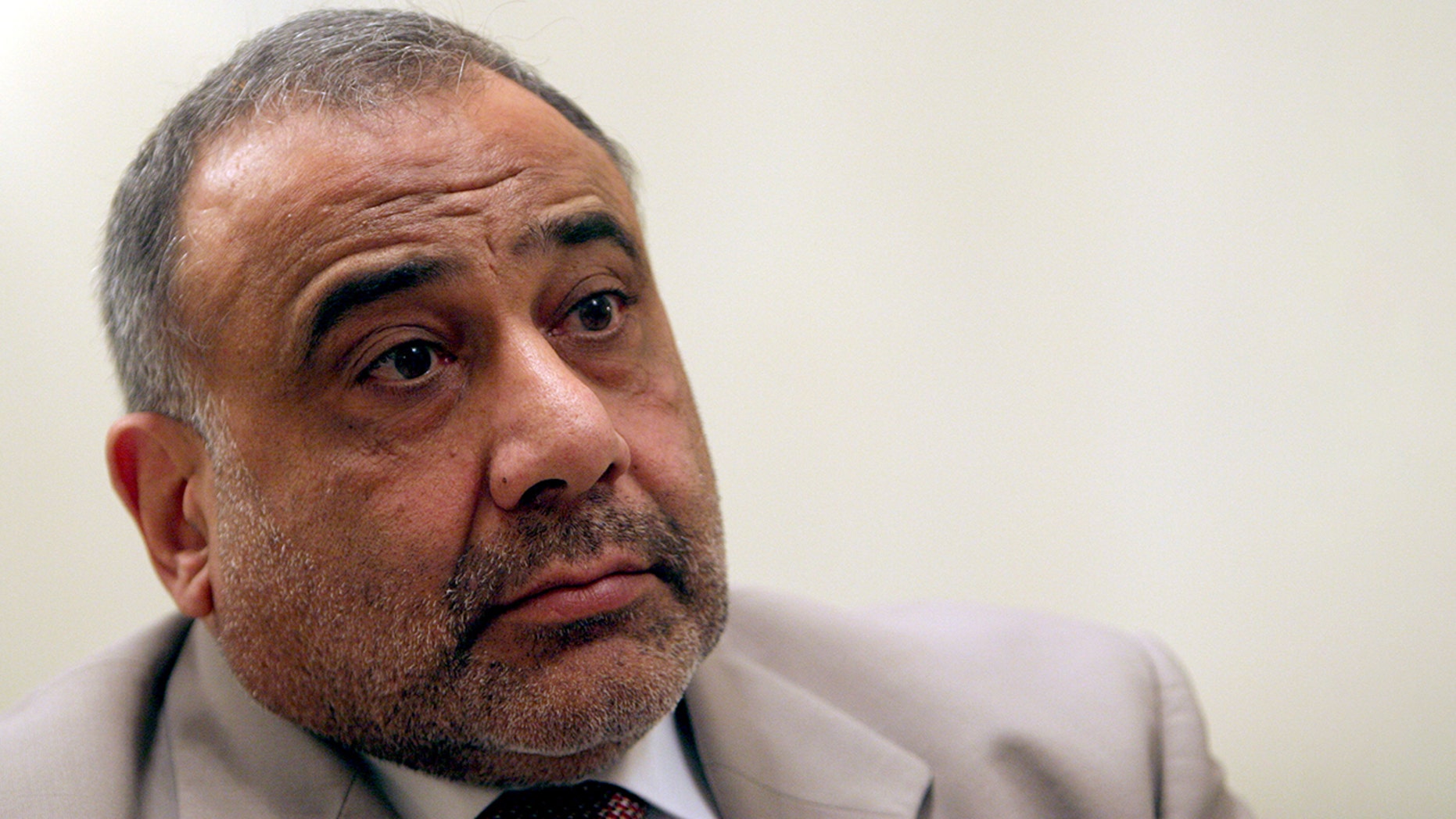 In this Jan. 3, 2006 file photo, Iraq's vice president Adel Abdul-Mahdi is seen during an interview with The Associated Press in Baghdad, Iraq. (AP Photo/Khalid Mohammed, File)