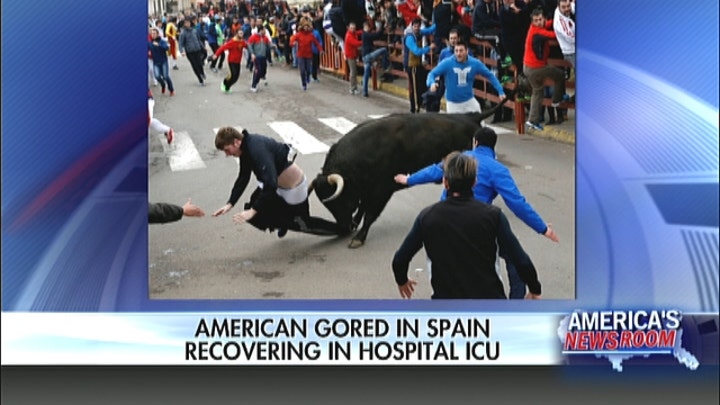 American gored by bull in Spain