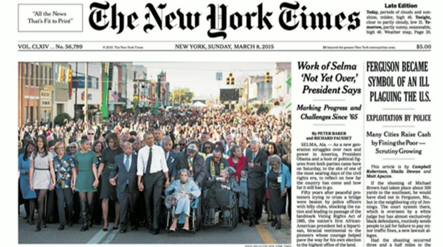 NY Times crops George W. Bush out of Selma march cover
